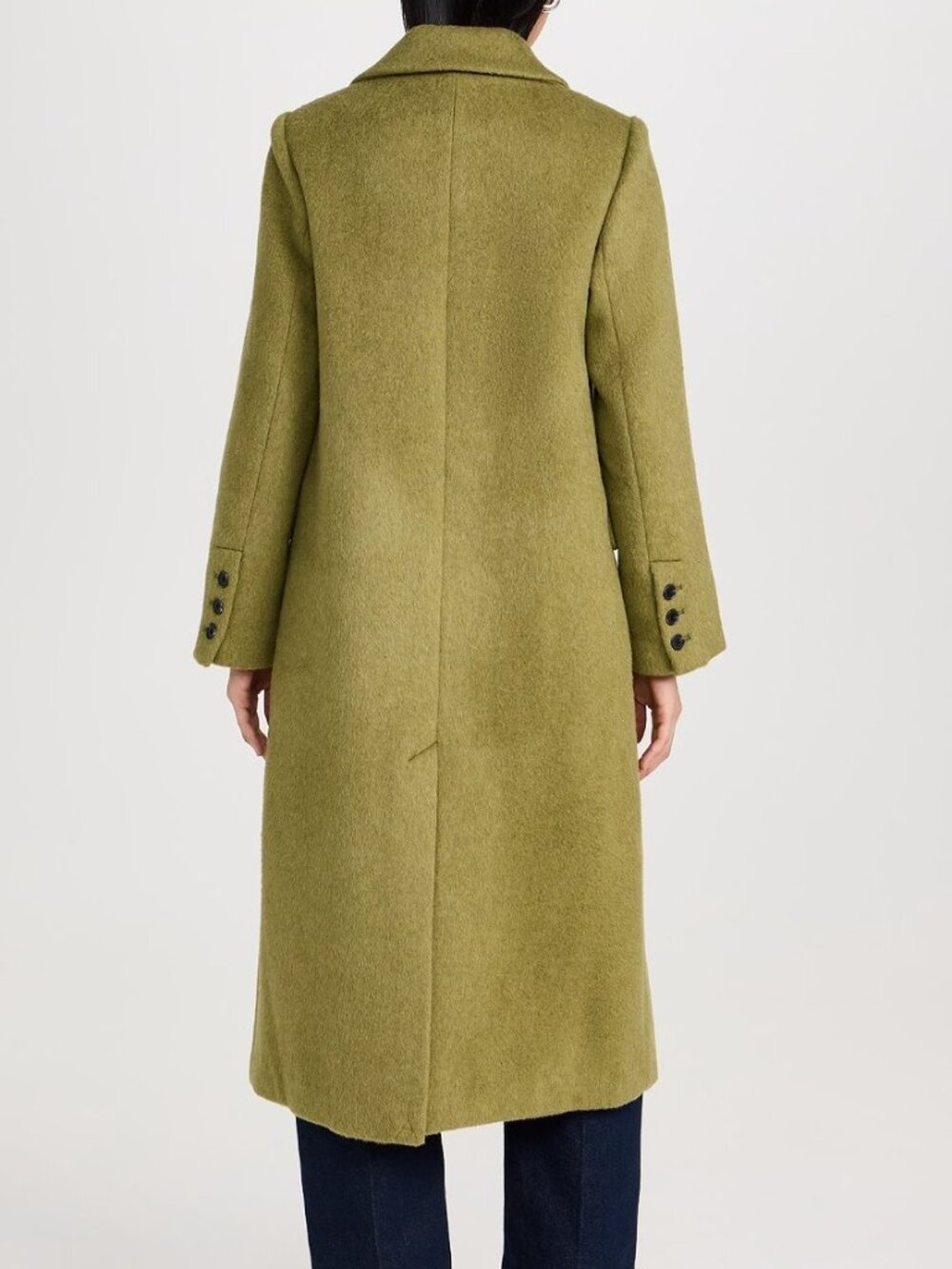 Elegant Eye-Catching Olive Green Wool Blend Coat From Aligne - Picture 7 of 11